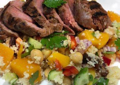 BBQ Lamb with Pumpkin CousCous Salad