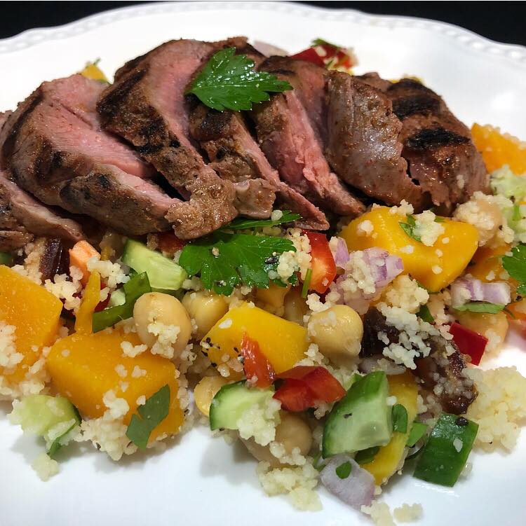 BBQ Lamb with Pumpkin CousCous Salad