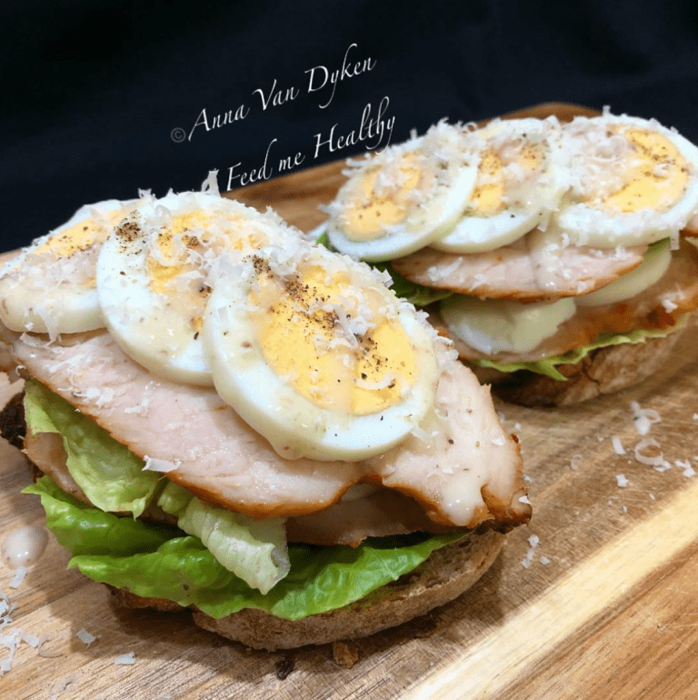 Chicken Caesar Open Sandwich.