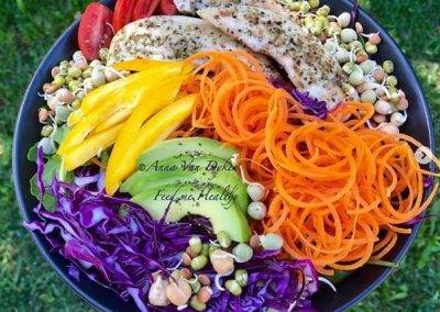 Rainbow Salad with Grilled Lemon Herb Garlic Chicken