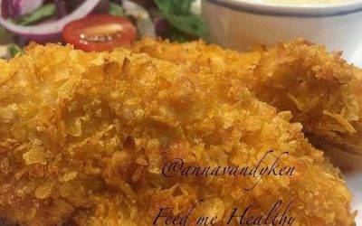 Crunchy Cornflake Crumbed Chicken tenders with Honey Mustard Sauce
